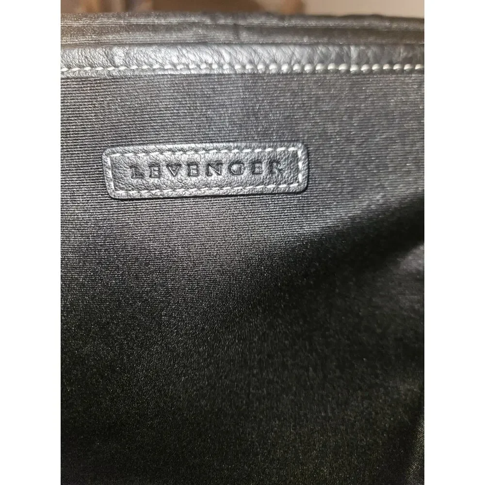Levenger Black Leather Saddlebag Sling Backpack Bag Black EUC